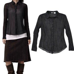 Black M Urban Outfitters BDG Sheer Gauze Button-Down